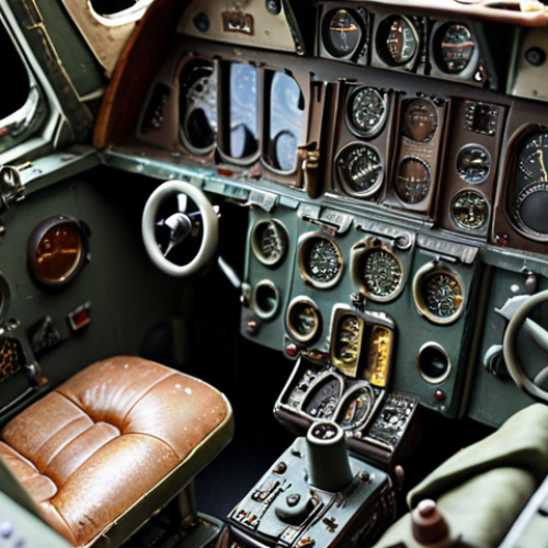 Home 4 ** Close-up of a highly detailed resin model airplane cockpit, showcasing intricate instruments and realistic weathering. Focus on the artistry and craftsmanship involved.
**